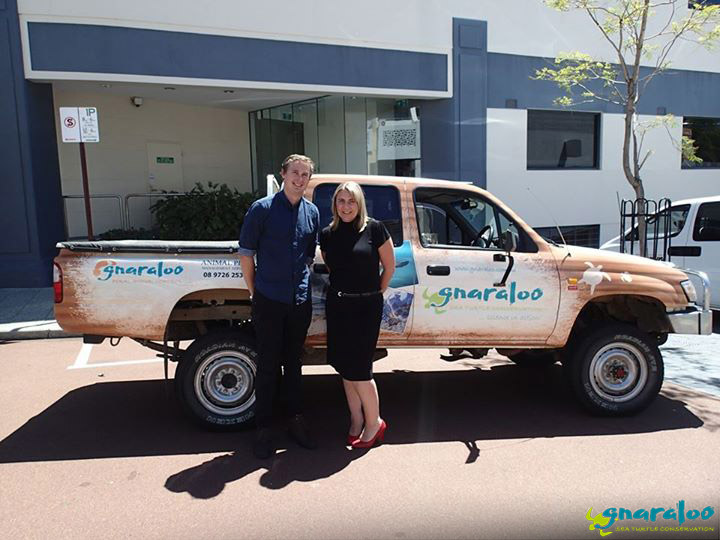 Andy and Tanya in front of the Gnaraloo project vehicle