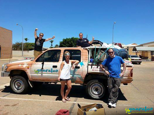 Turtle team packing the ute in Carnarvon