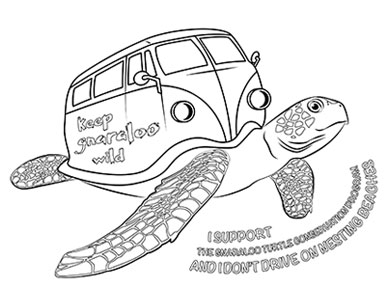 Combi van sea turtle colouring page