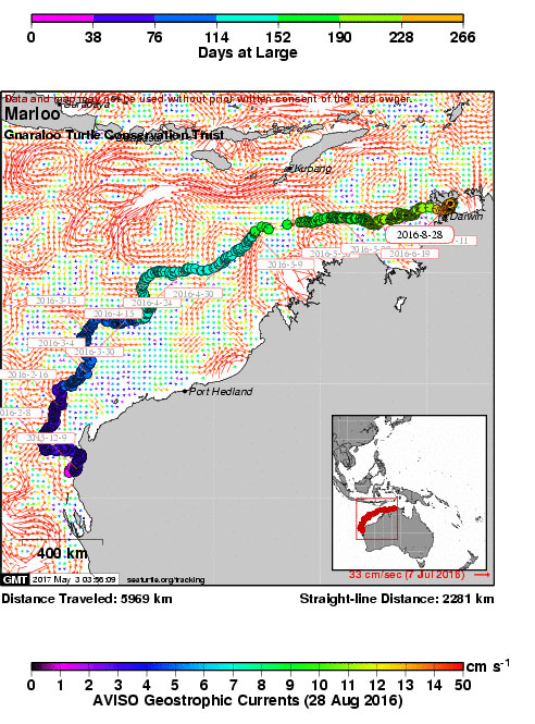 Map of Marloo's migration